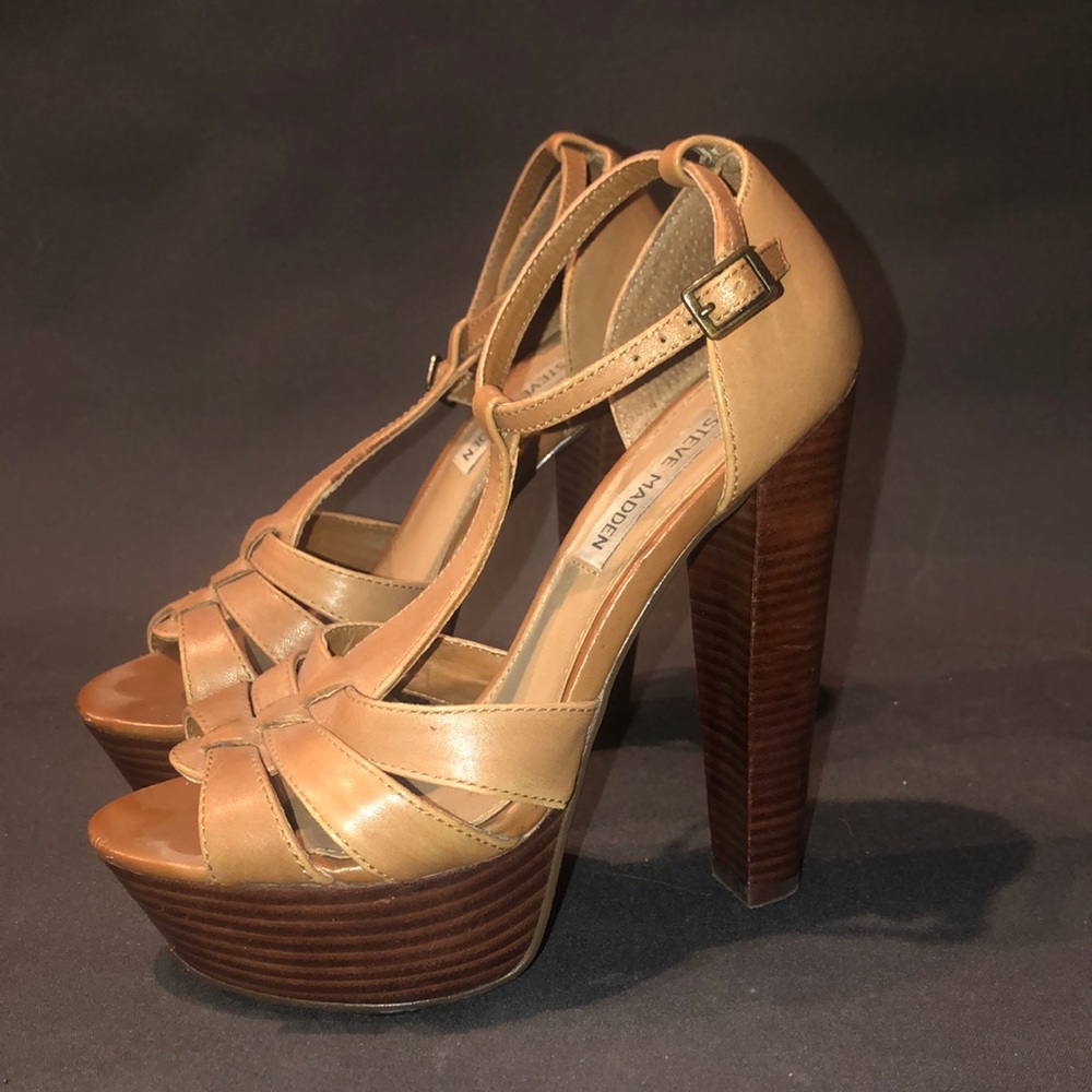 Steve Madden Tan Leather Heels SZ.6